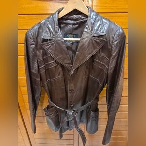 Avanti Dark Brown Leather Trench Coat